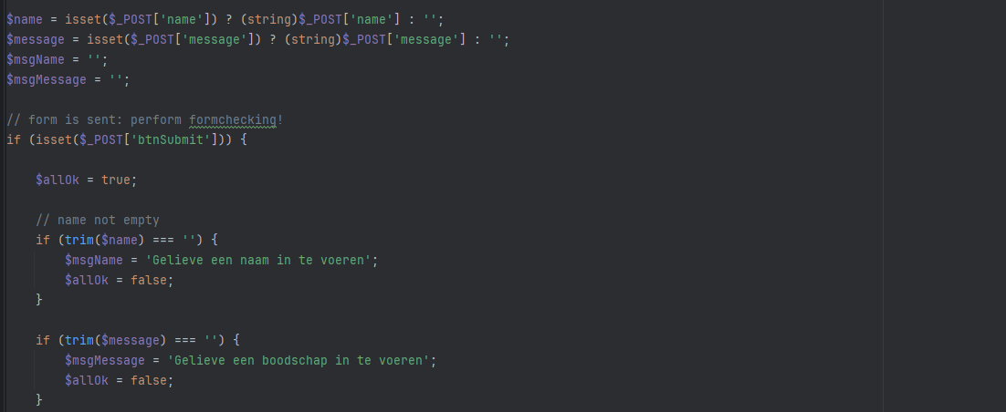 Foto van de php-code uit labo 5